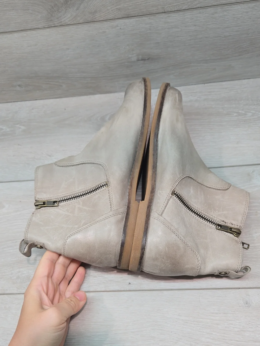SoldTaos Women Double Time Ankle Leather Boots boho Shoes Sz 9.5